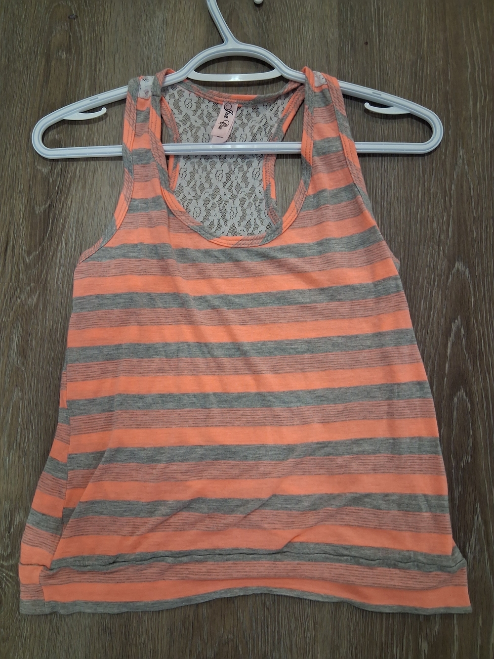 Striped Coral and Gray Racerback Tank Top